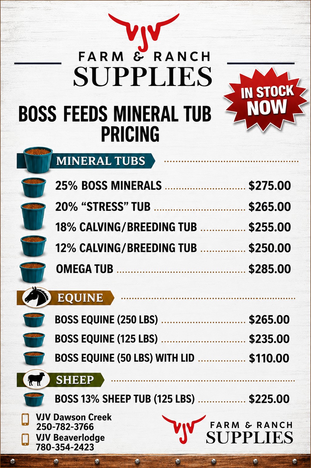 BOSS Mineral Tub PriceList Performance Horse Sale